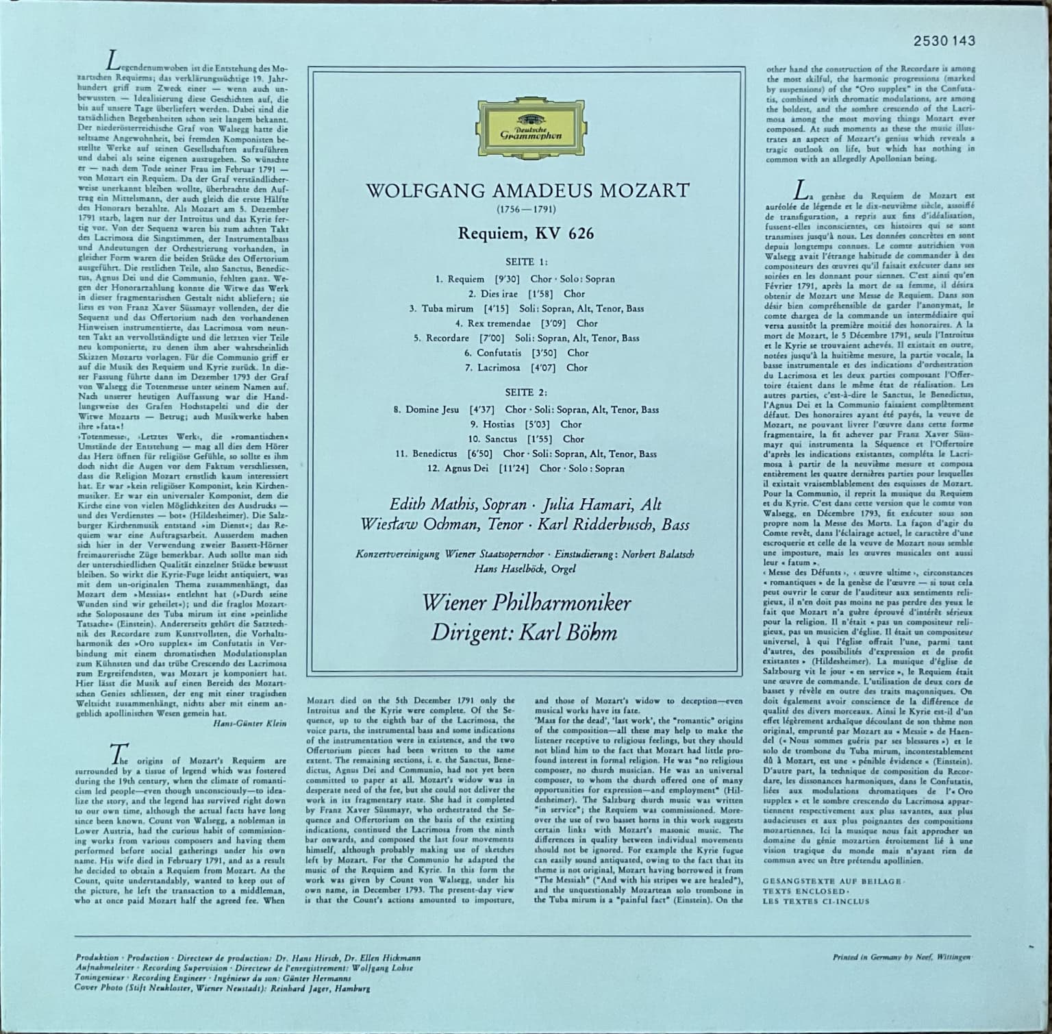 Wolfgang Amadeus Mozart - Karl Böhm, Wiener Philharmoniker – Requiem – imaginea 2