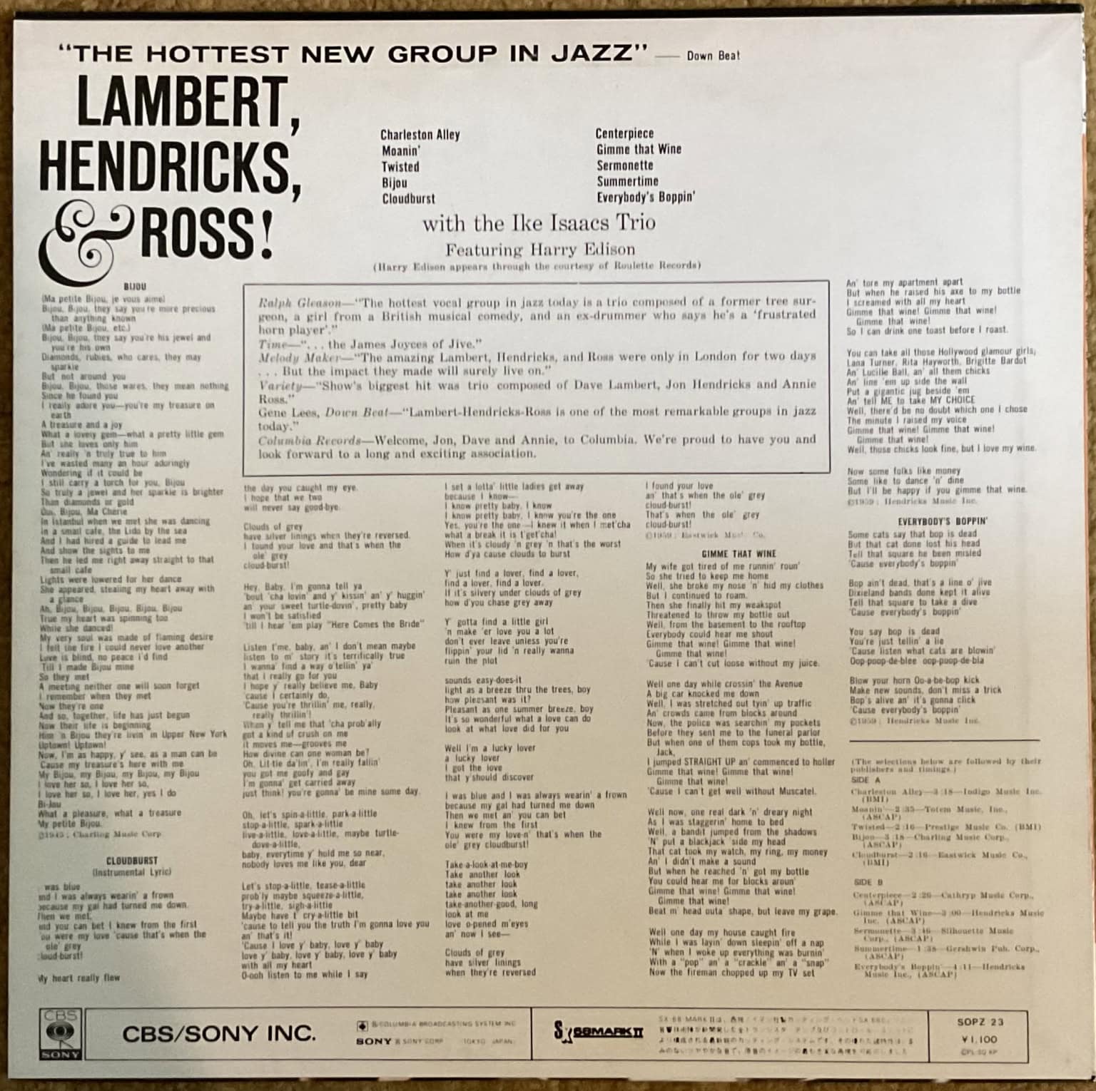 Lambert, Hendricks & Ross with The Ike Isaacs Trio featuring Harry Edison – The Hottest New Group In Jazz – imaginea 2