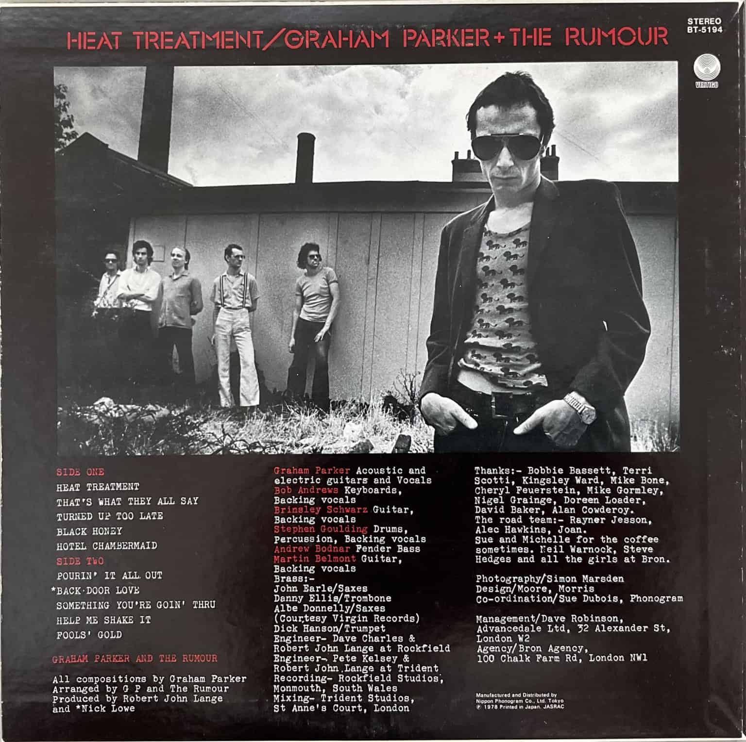Graham Parker And The Rumour ‎– Heat Treatment – imaginea 2
