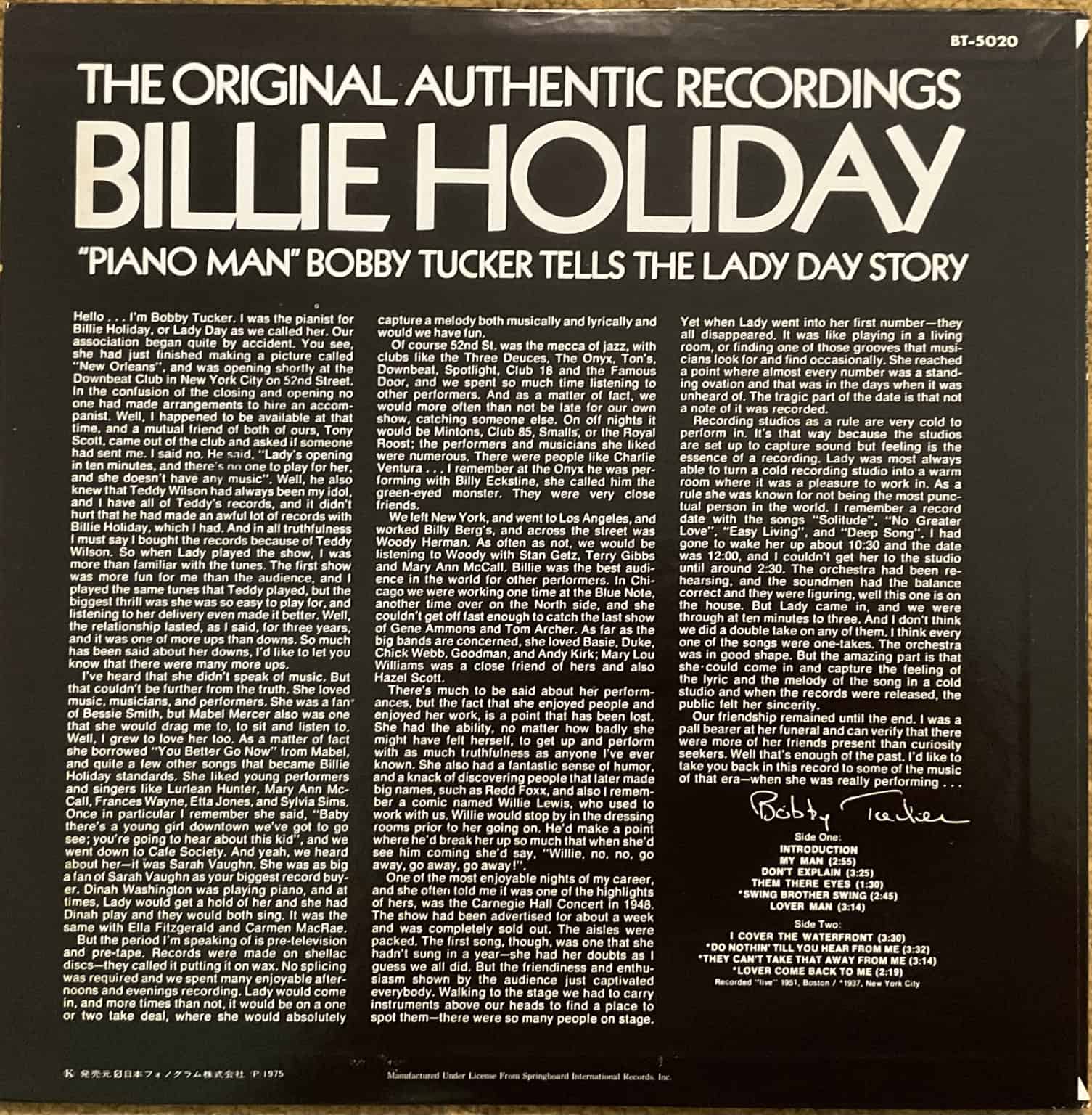 Billie Holiday ‎– The Original Authentic Recordings – imaginea 2