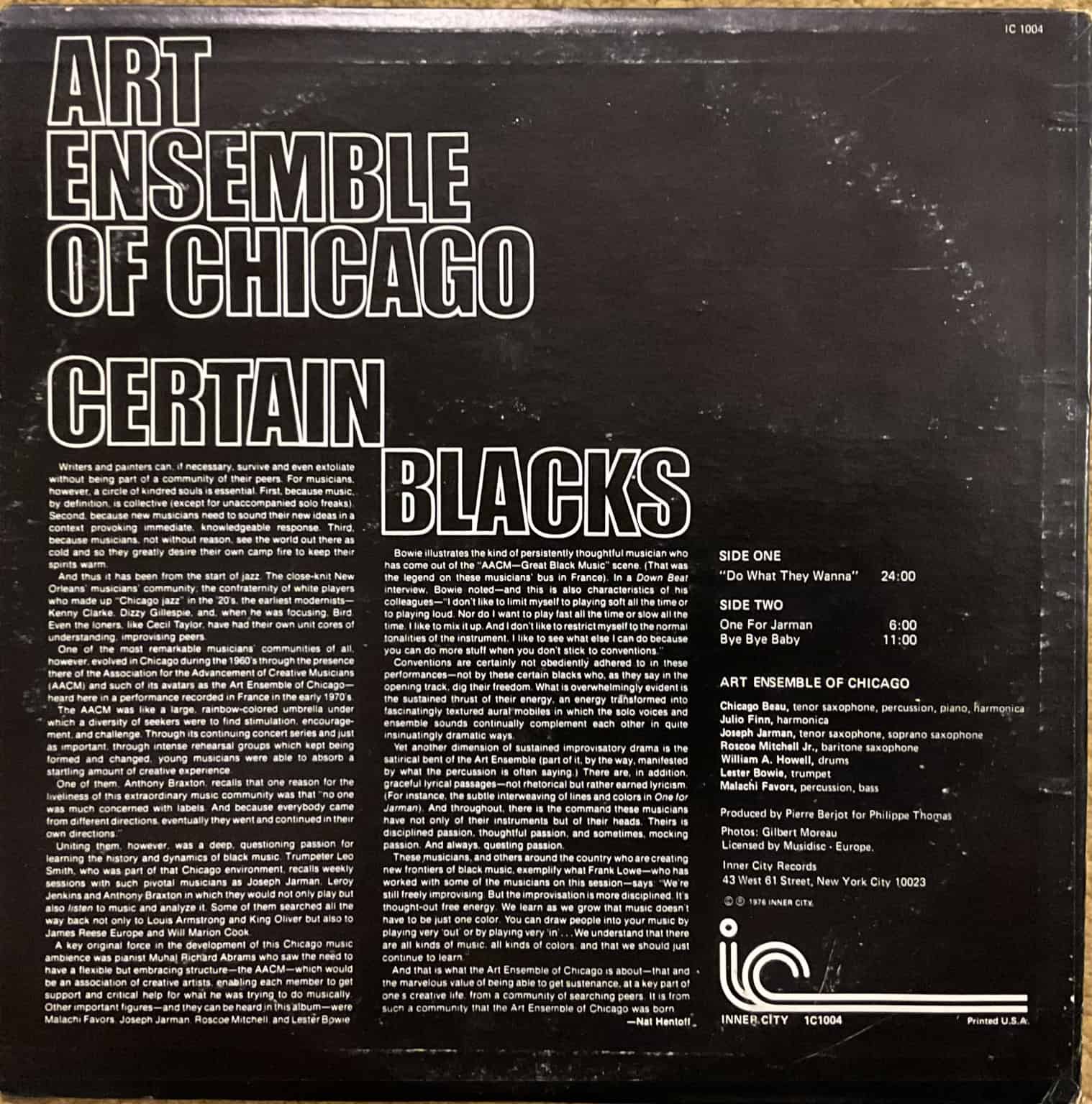 Art Ensemble Of Chicago ‎– Certain Blacks – imaginea 2