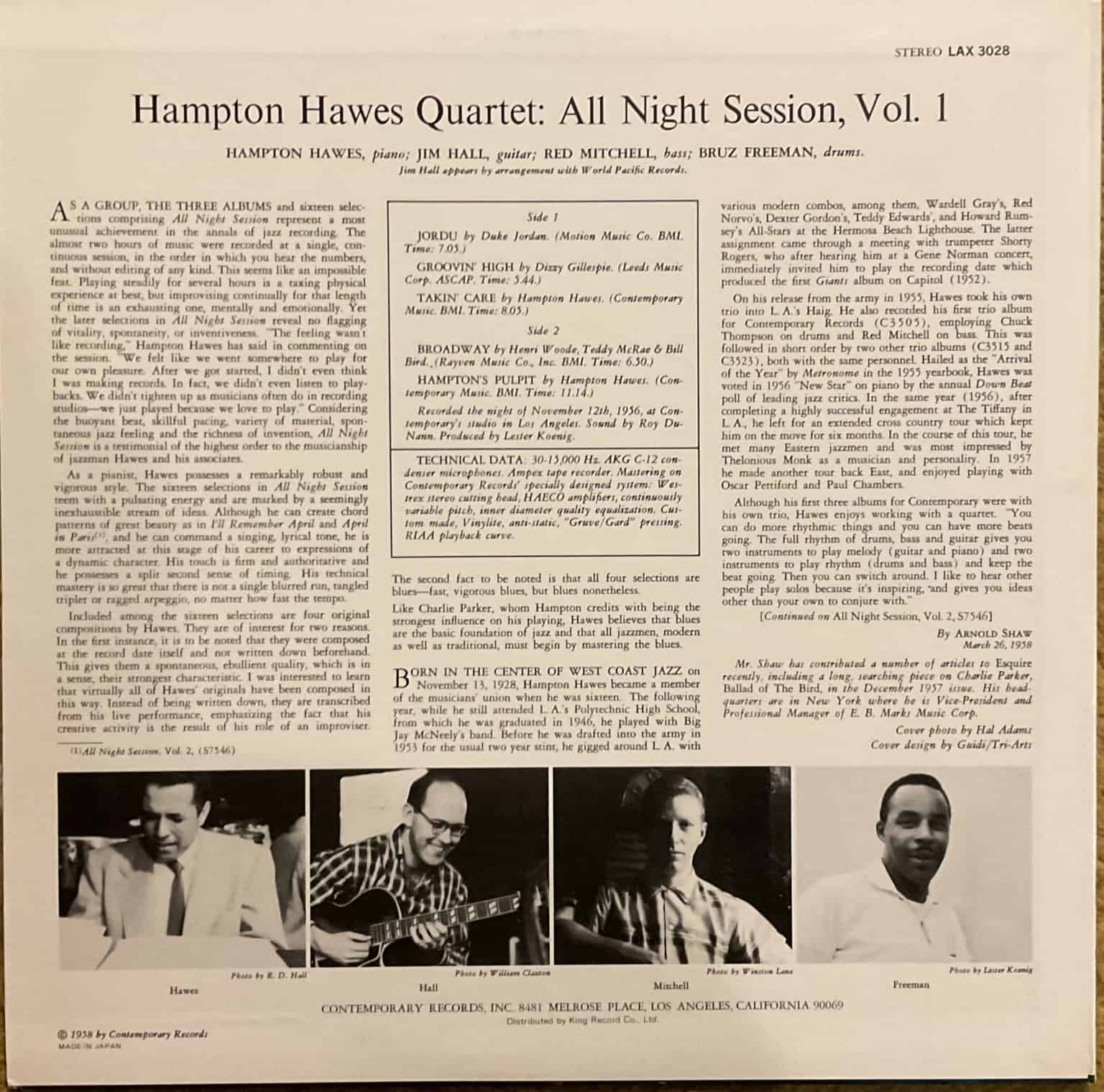 Hampton Hawes Quartet – All Night Session, Vol. 1 – imaginea 2