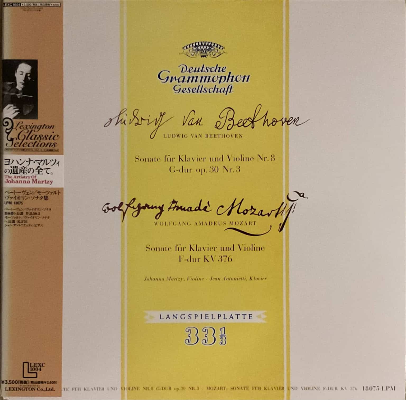Ludwig van Beethoven, Wolfgang Amadeus Mozart, Jean Antonietti, Johanna Martzy – Sonate Für Klavier Und Violine Nr. 8 G-Dur Op. 30 Nr. 3 / Sonate Für Klavier Und Violine F-Dur KV 376
