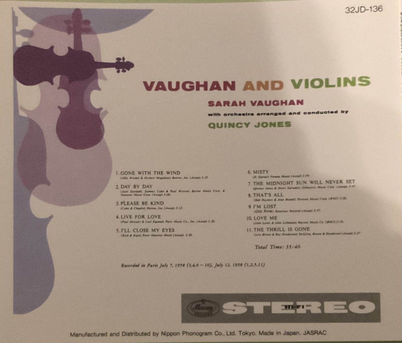 Sarah Vaughan – Vaughan And Violins – imaginea 2