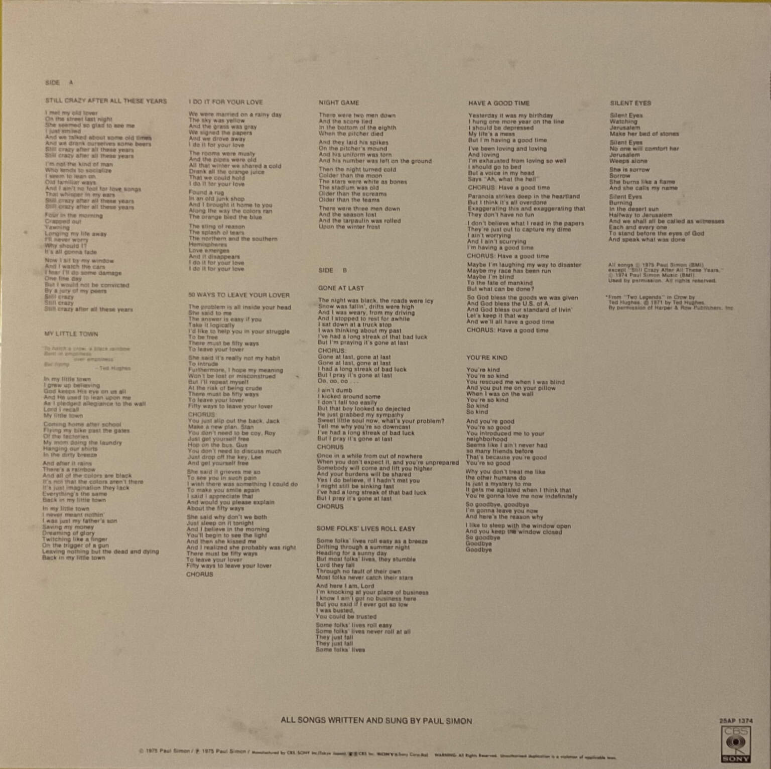 Paul Simon - Still Crazy After All These Years – imaginea 2