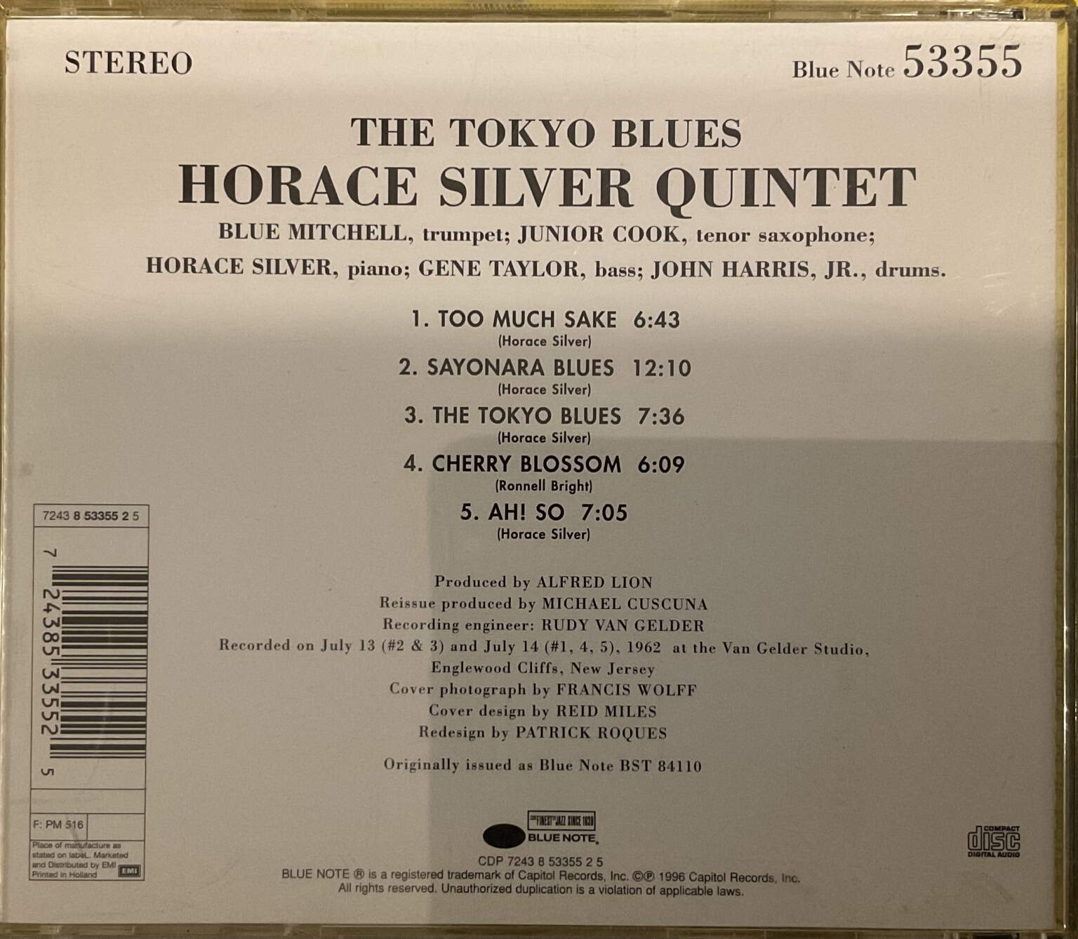The Horace Silver Quintet ‎– The Tokyo Blues – imaginea 2