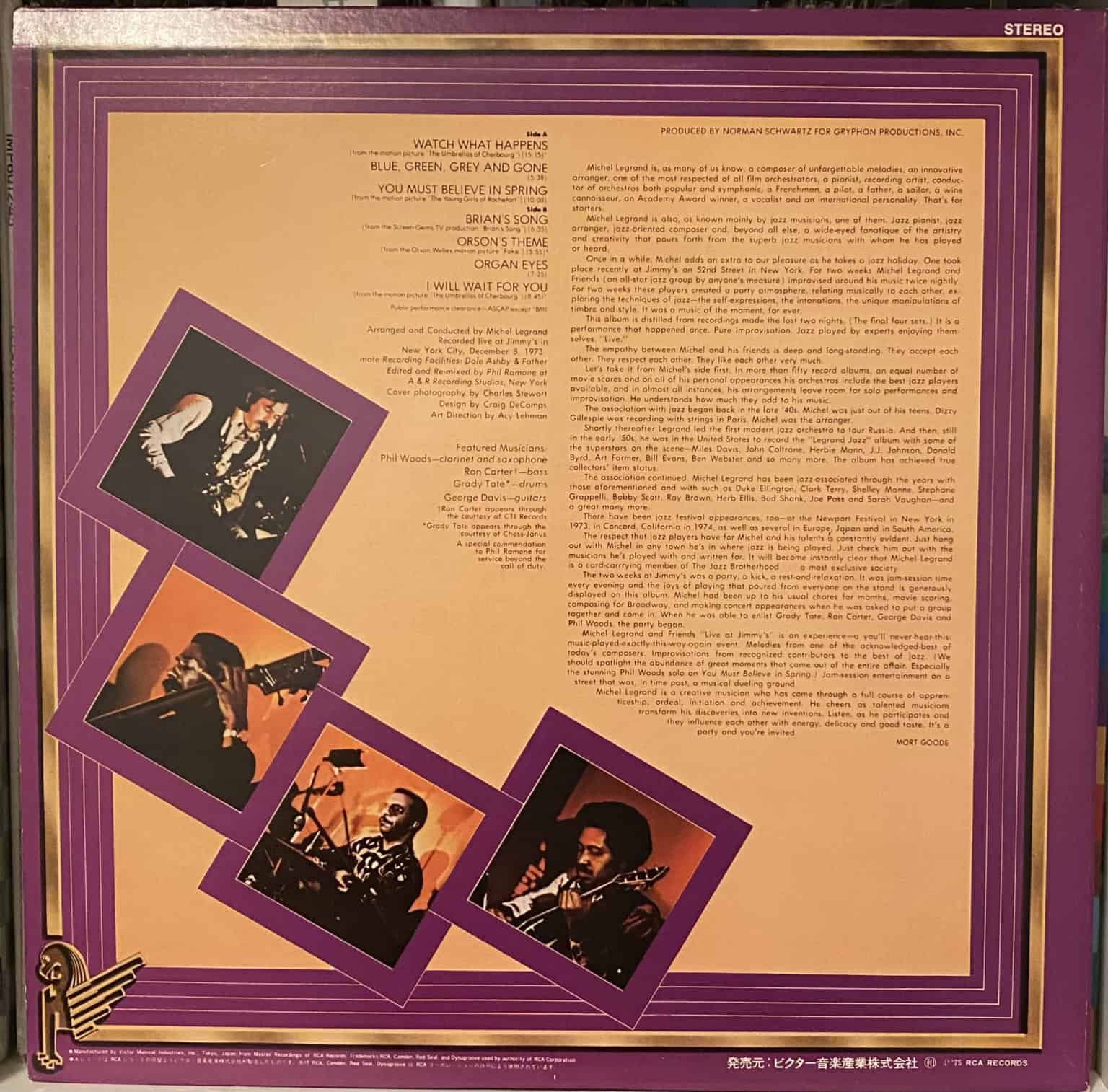 Michel Legrand Featuring Phil Woods With Ron Carter, Grady Tate And George Davis – Recorded Live At Jimmy's – imaginea 2