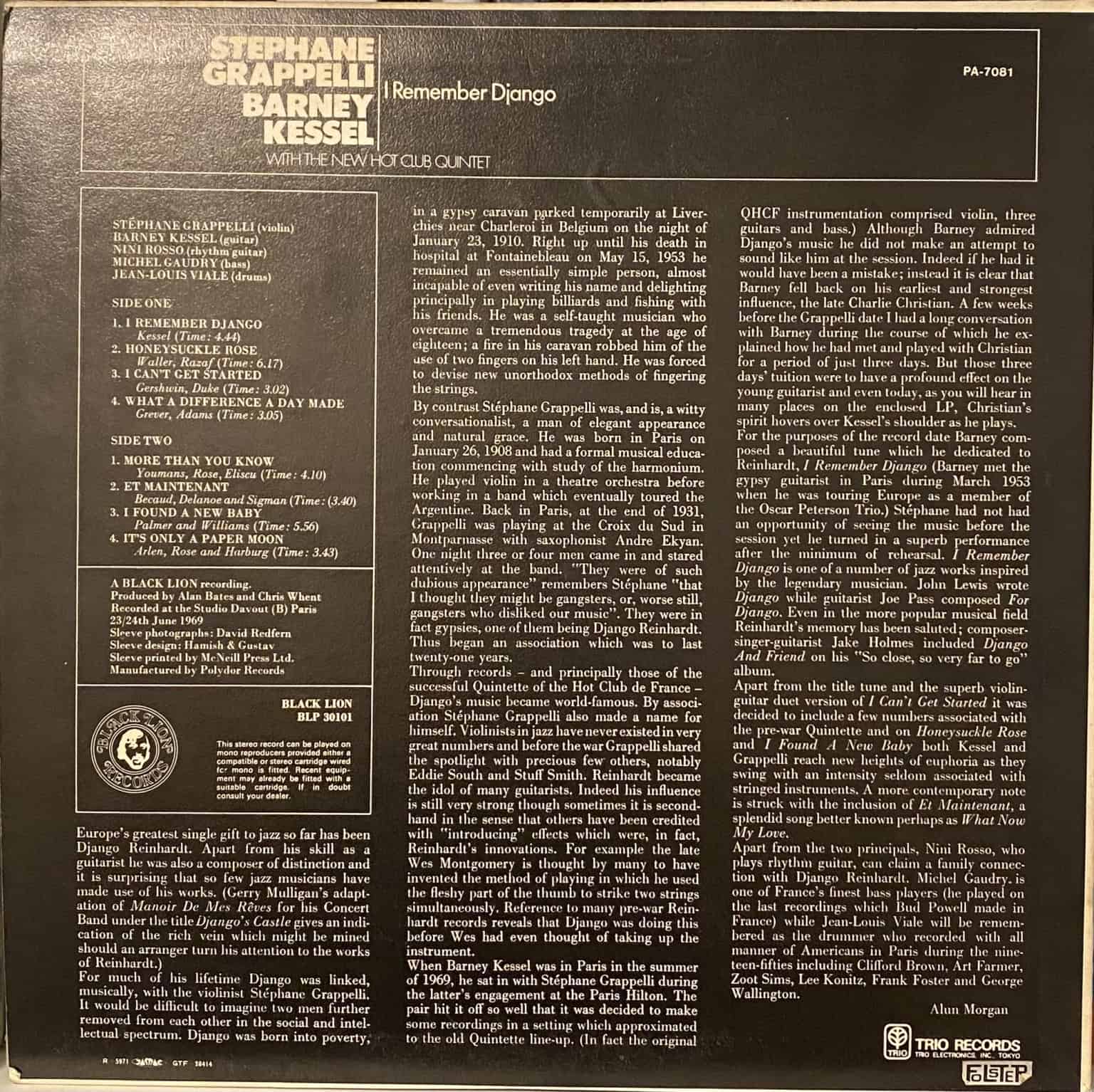 Stéphane Grappelli / Barney Kessel – I Remember Django – imaginea 2